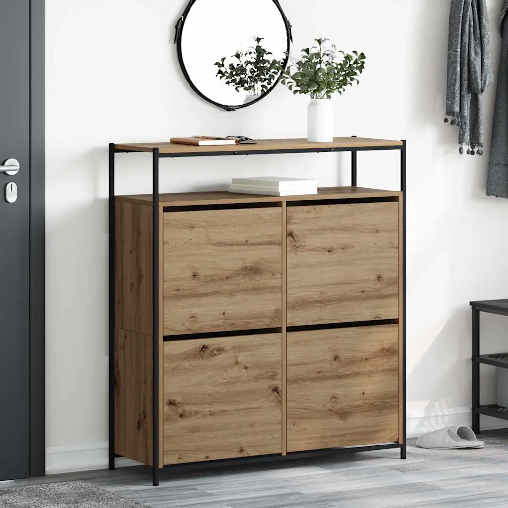 vidaXL Шкаф за обувки 100 x 34 x 112 см Инженерна дървесина
