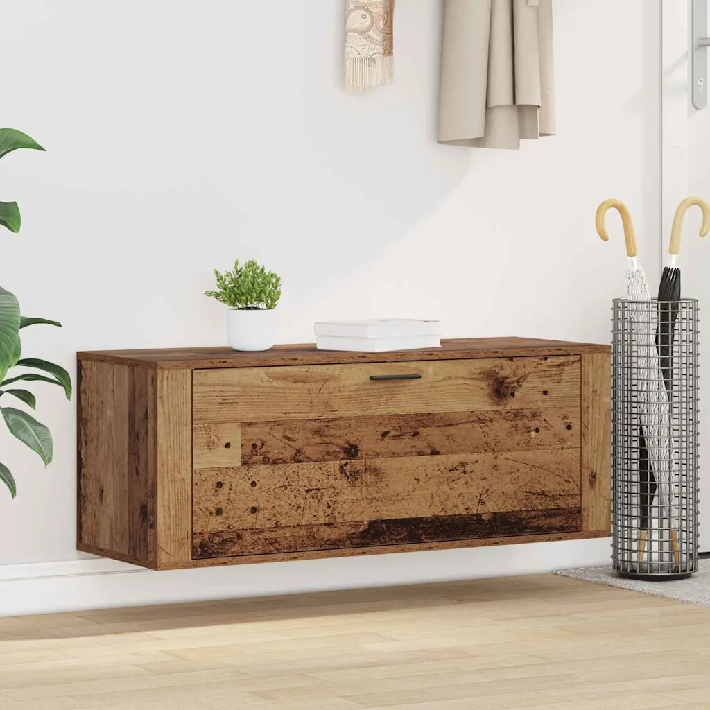 vidaXL Шкаф за обувки 100 x 35 x 38 см Инженерна дървесина Старо дърво
