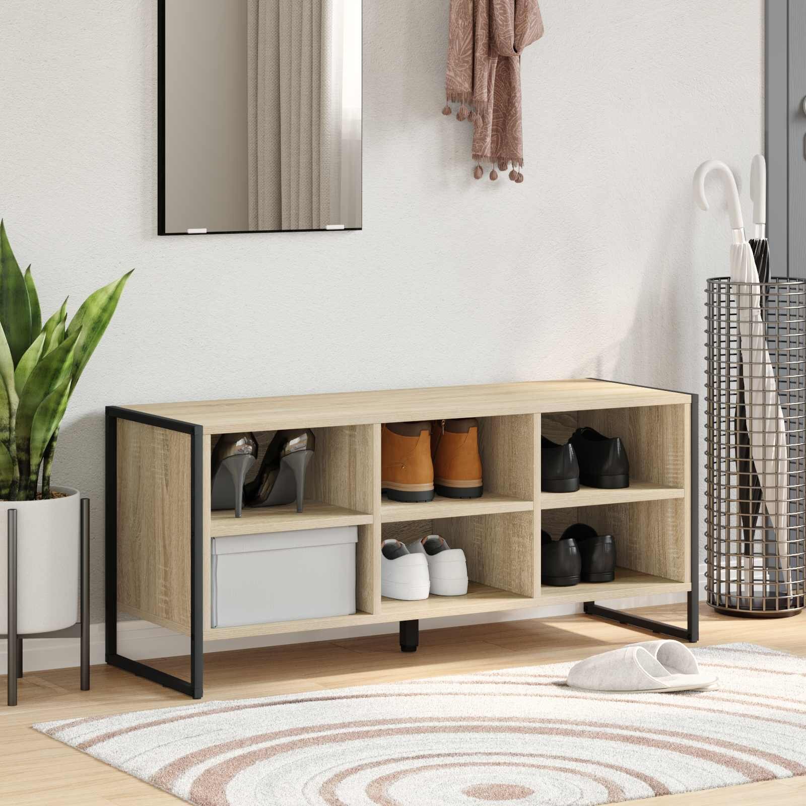 vidaXL Шкаф за обувки 100 x 35 x 44 см Инженерна дървесина Сонома