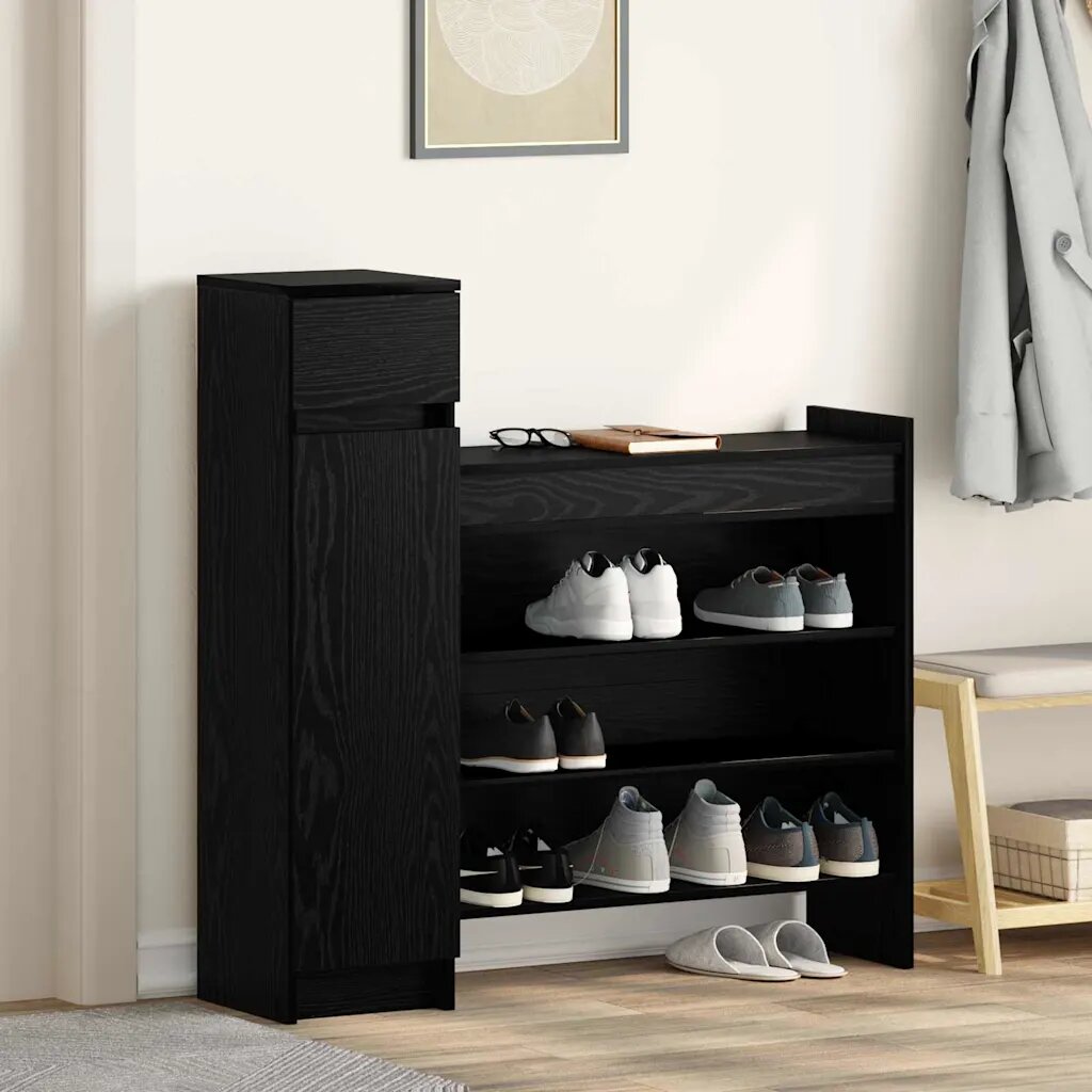 vidaXL Шкаф за обувки 1005 x 28 x 100 см Инженерна дървесина