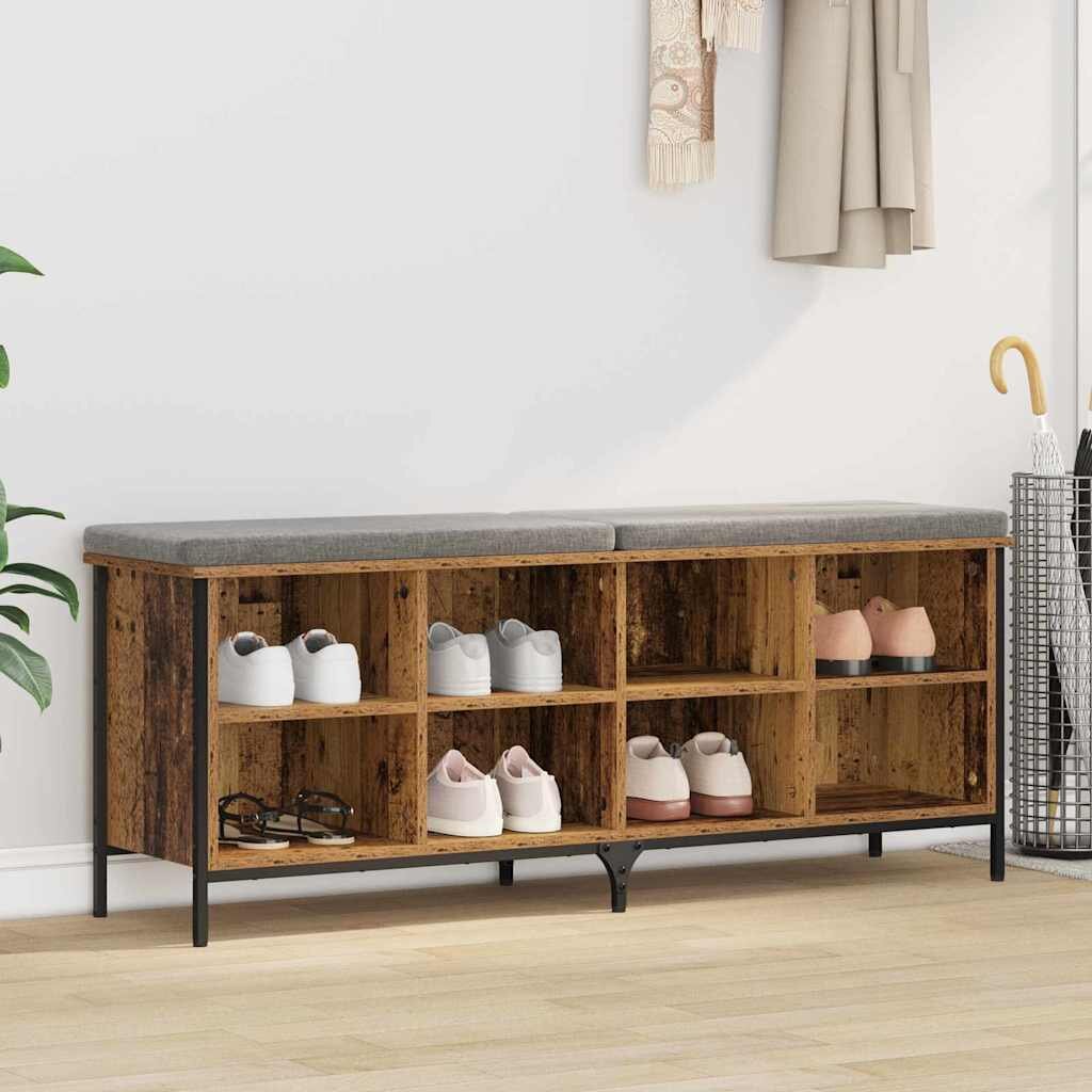 vidaXL Шкаф за обувки 131 x 35 x 50 см Инженерна дървесина и желязо