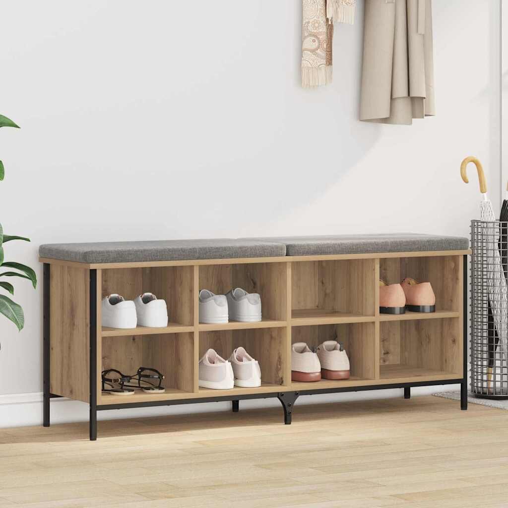 vidaXL Шкаф за обувки 131 x 35 x 50 см Инженерна дървесина и желязо
