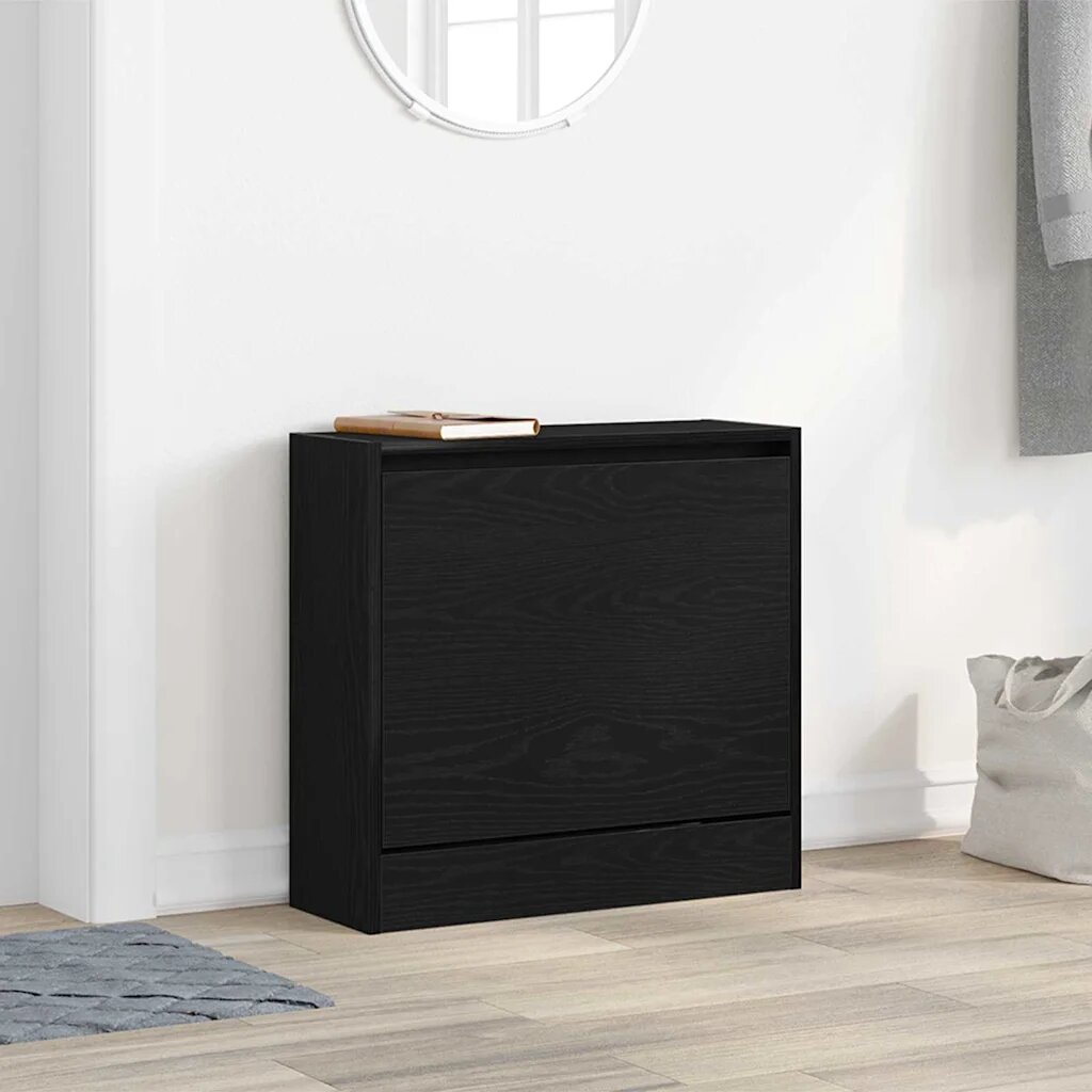 vidaXL Шкаф за обувки 60 x 21 x 57 cm Инженерна дървесина Черния дъб