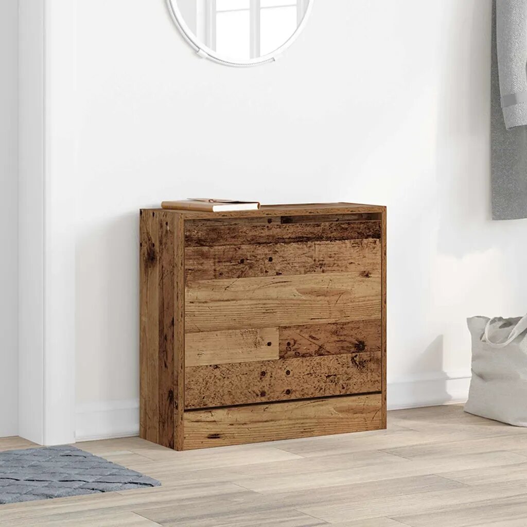 vidaXL Шкаф за обувки 60 x 21 x 57 cm Инженерна дървесина Старо дърво