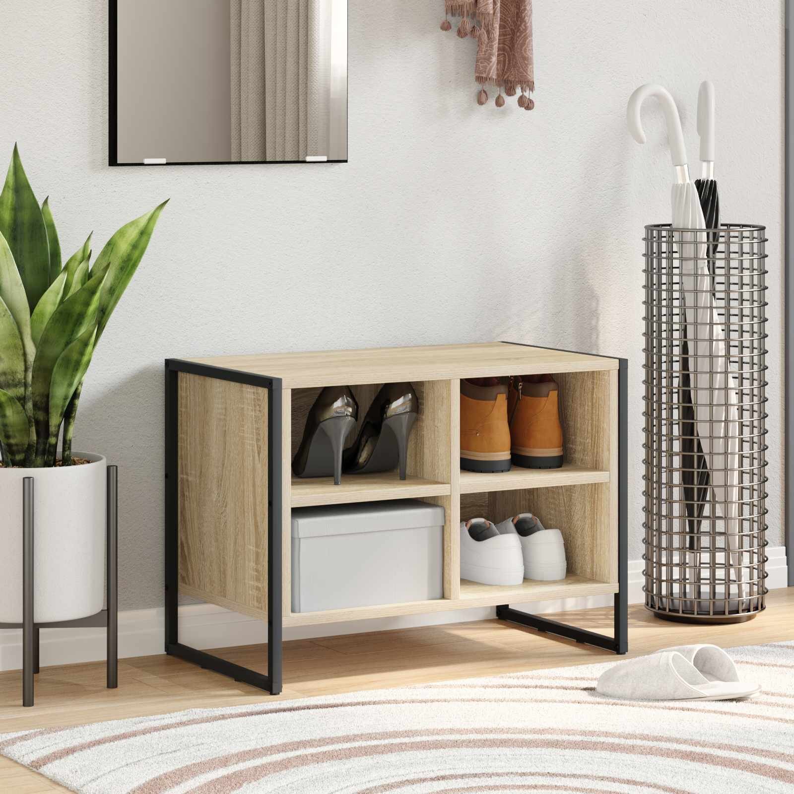 vidaXL Шкаф за обувки 60 x 35 x 44 см Инженерна дървесина Сонома