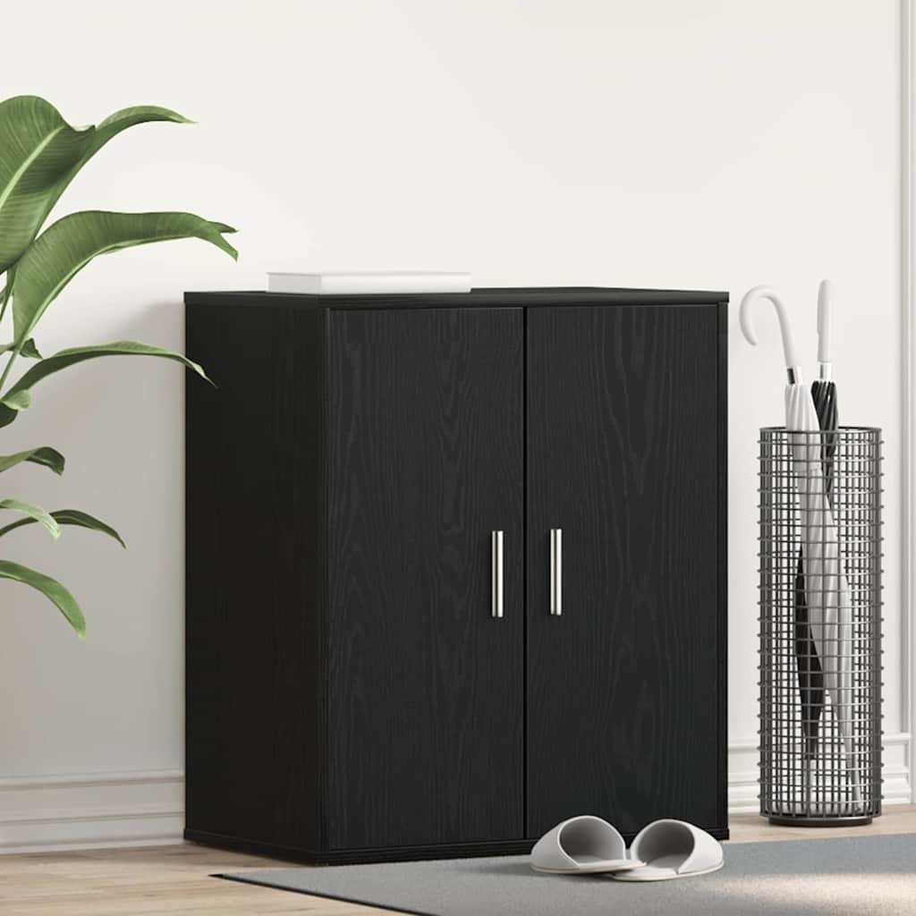 vidaXL Шкаф за обувки 60 x 35 x 70 cm Инженерна дървесина Черен дъб