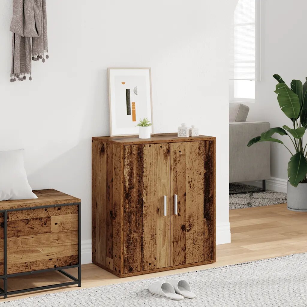 vidaXL Шкаф за обувки 60 x 35 x 70 cm Старо дърво