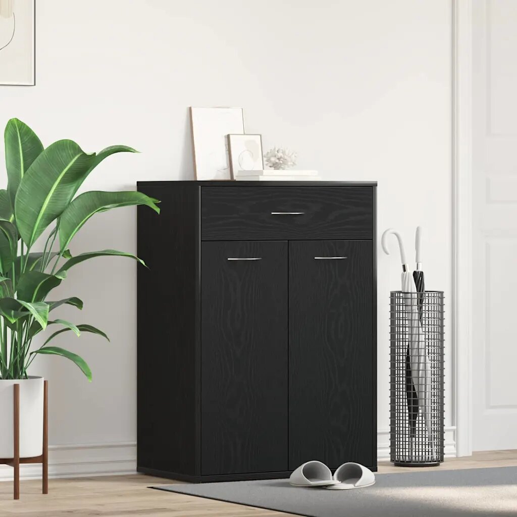 vidaXL Шкаф за обувки 60 x 35 x 84 см Инженерна дървесина Черния дъб