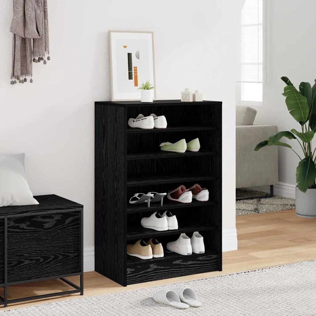 vidaXL Шкаф за обувки 60 x 35 x 92 cm Инженерна дървесина Черен дъб