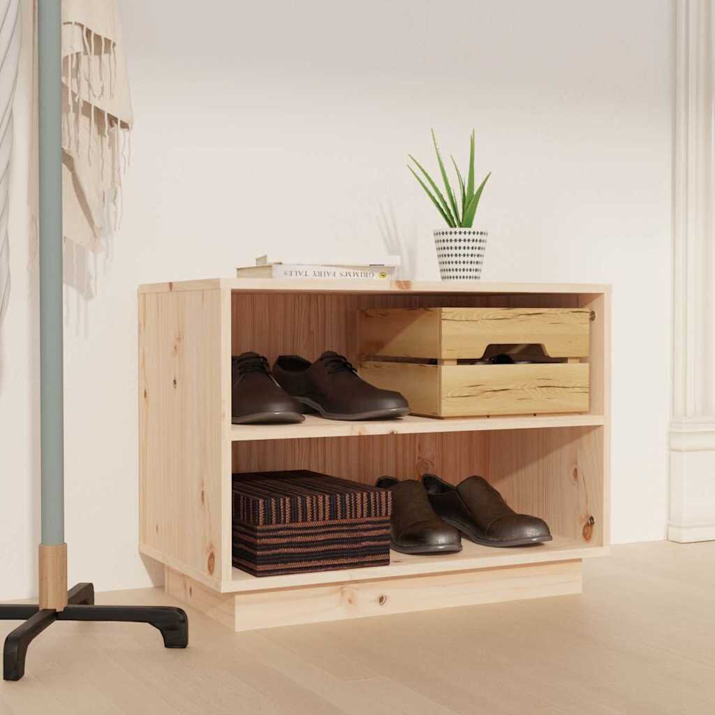 vidaXL Шкаф за обувки 60x34x45 см бор масив