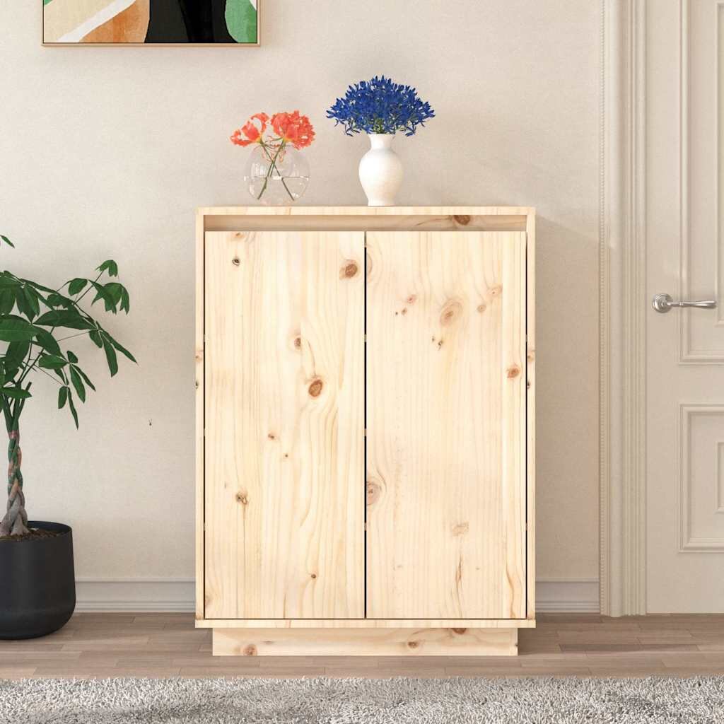 vidaXL Шкаф за обувки 60x35x80 см бор масив