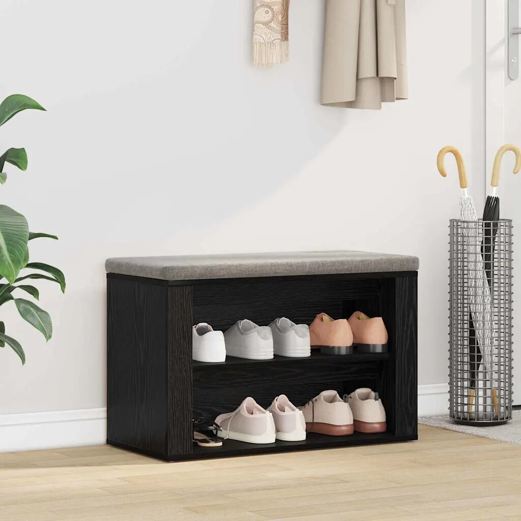 vidaXL Шкаф за обувки 75 x 35 x 45 см Инженерна дървесина Черен дъб