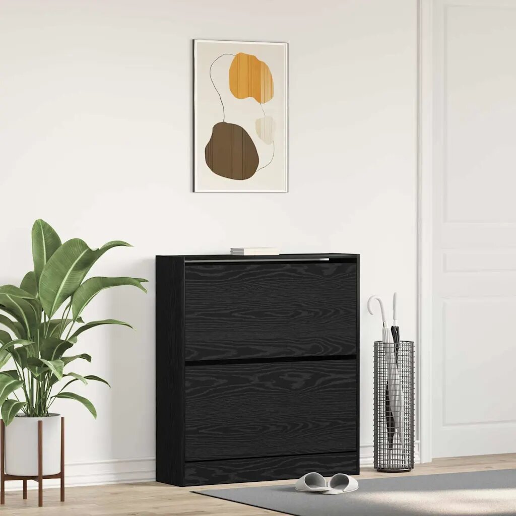 vidaXL Шкаф за обувки 80 x 21 x 875 cm Инженерна дървесина Черния дъб