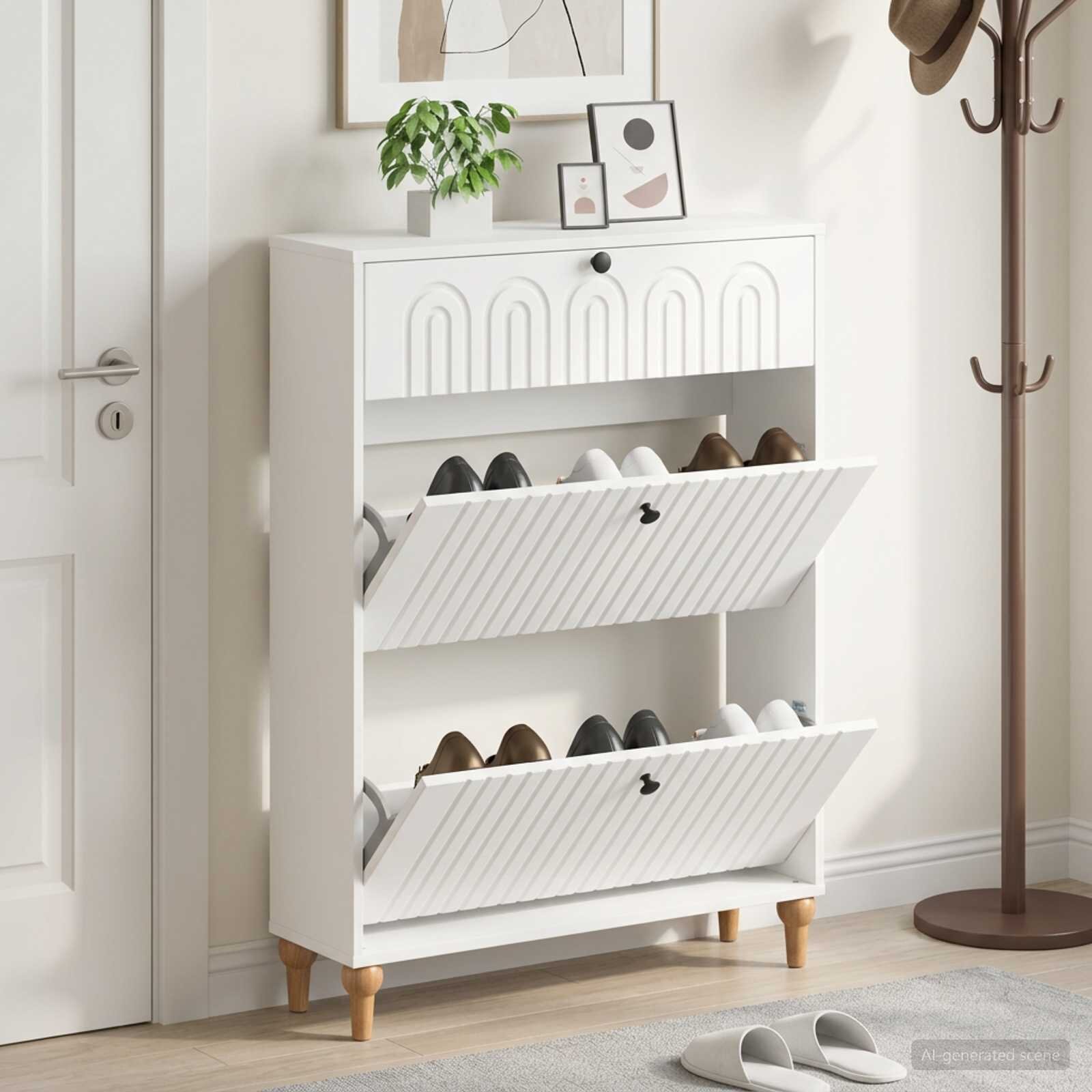 vidaXL Шкаф за обувки ALKMAAR 78 x 24 x 103 см Инженерна дървесина