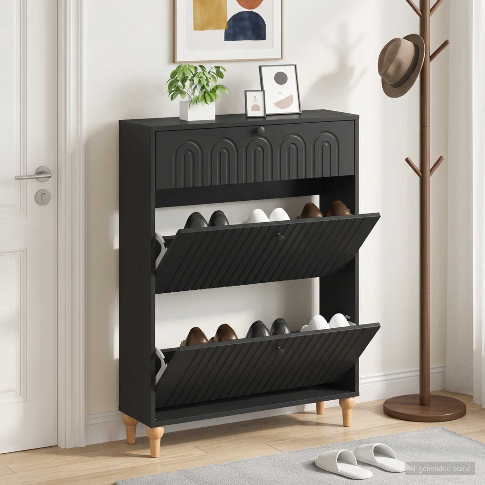 vidaXL Шкаф за обувки ALKMAAR 78 x 24 x 103 см Инженерна дървесина