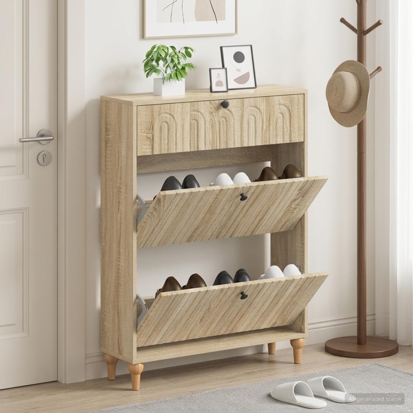 vidaXL Шкаф за обувки ALKMAAR 78 x 24 x 103 см Инженерна дървесина