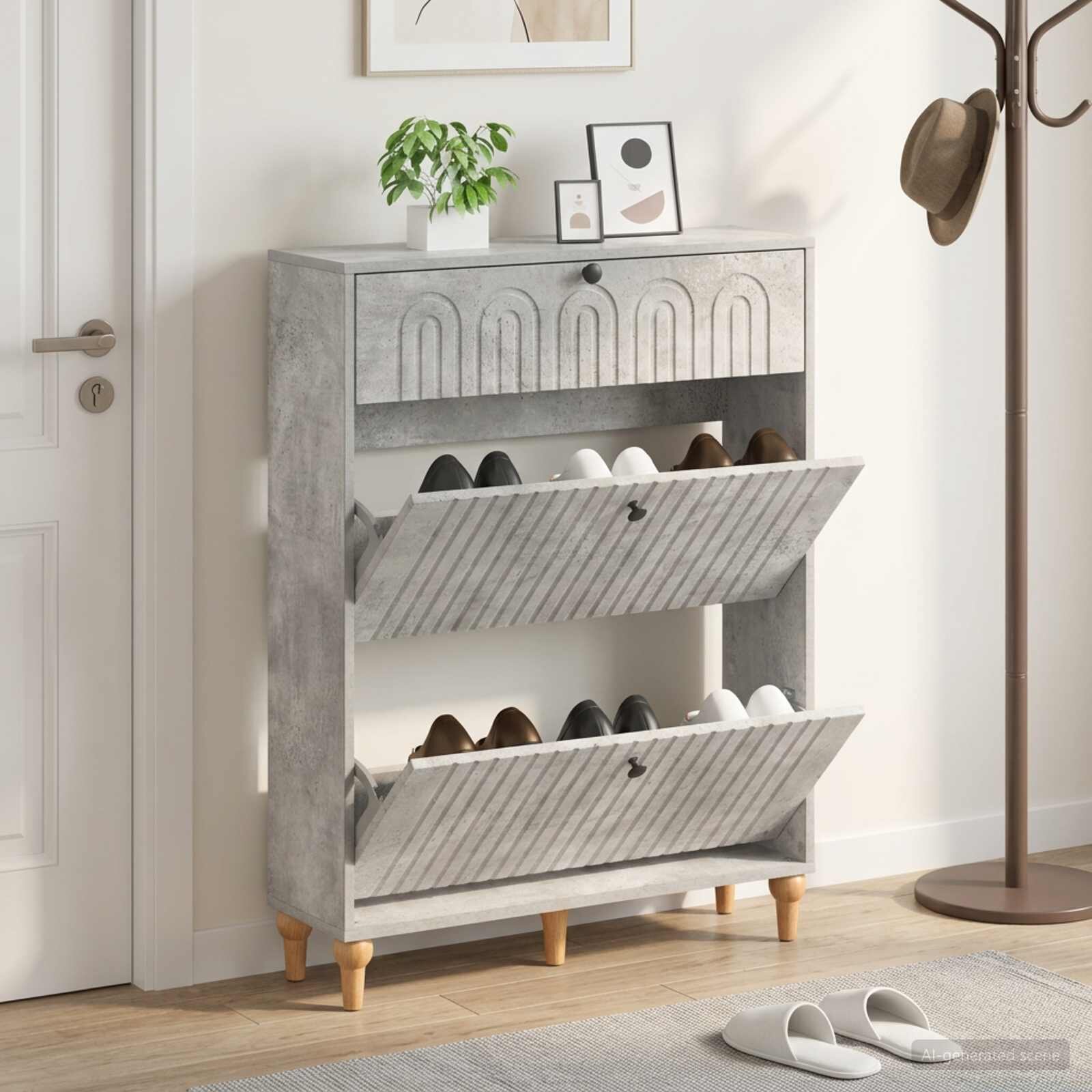 vidaXL Шкаф за обувки ALKMAAR 78 x 24 x 103 см Инженерна дървесина
