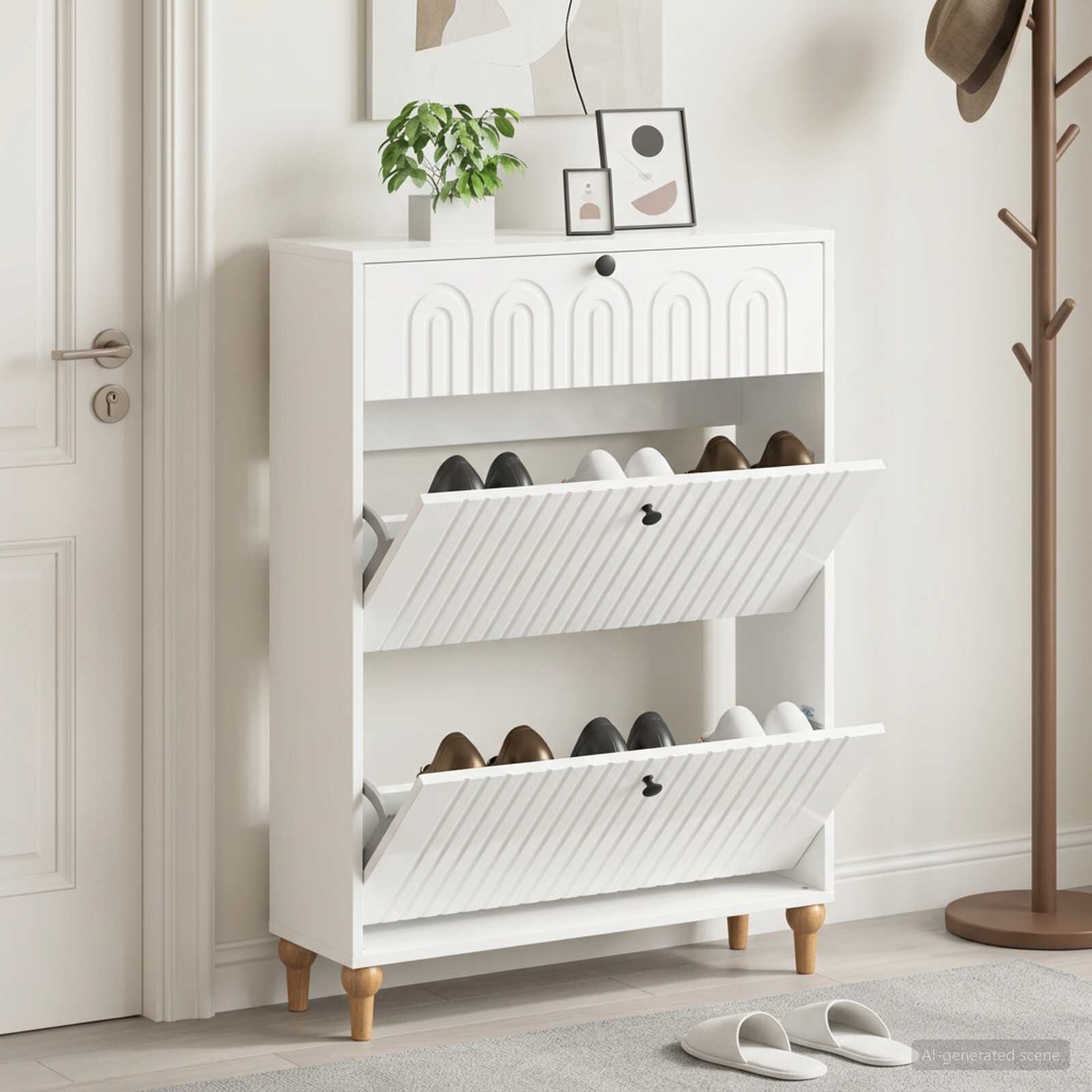vidaXL Шкаф за обувки ALKMAAR 78 x 24 x 103 см Инженерна дървесина
