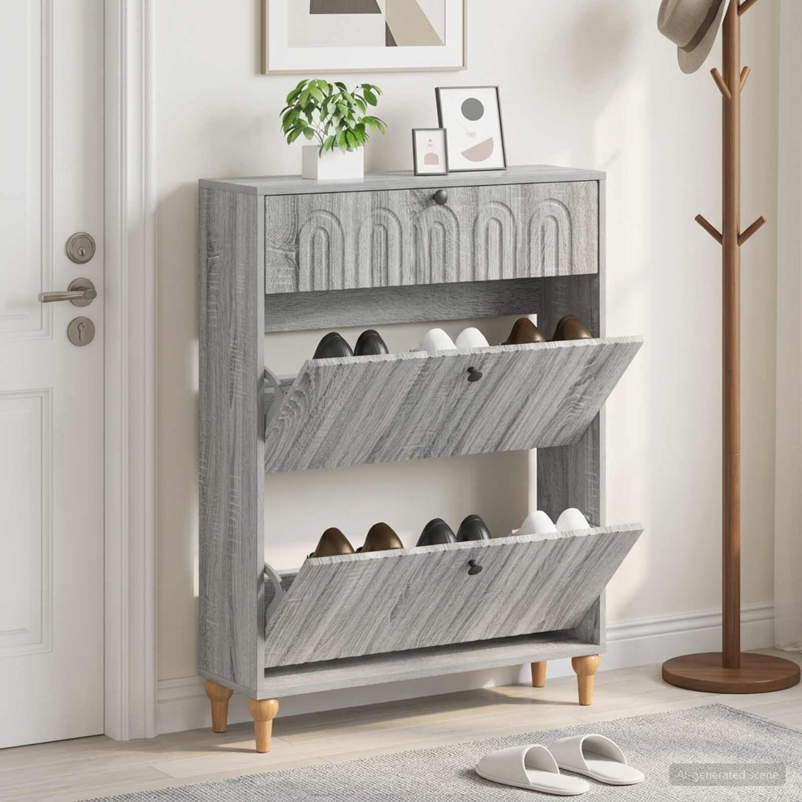 vidaXL Шкаф за обувки ALKMAAR 78 x 24 x 103 см Инженерна дървесина
