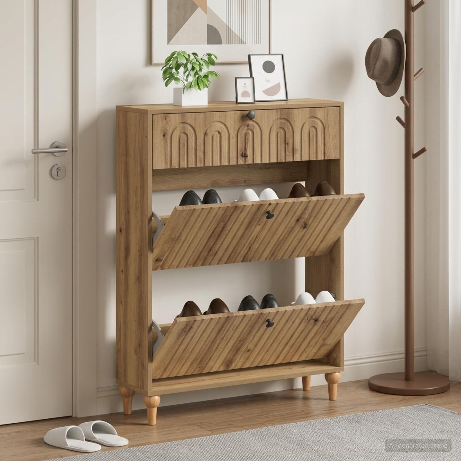 vidaXL Шкаф за обувки ALKMAAR 78 x 24 x 103 см Инженерна дървесина
