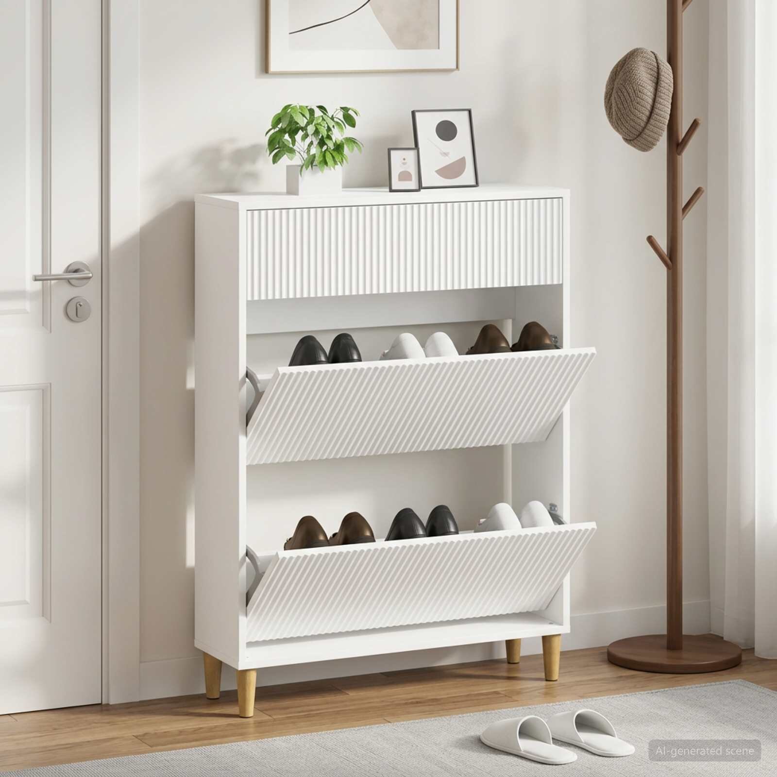 vidaXL Шкаф за обувки ARNHEM 78 x 24 x 103 см Инженерна дървесина Бяло
