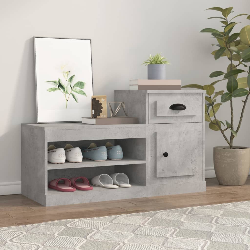 vidaXL Шкаф за обувки бетонно сив 100x42x60 см инженерно дърво