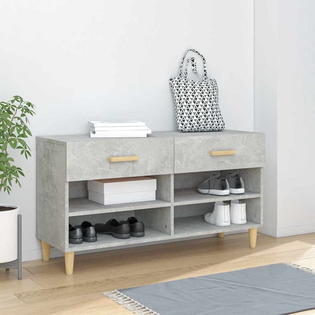vidaXL Шкаф за обувки бетонно сив 102x35x55 см инженерно дърво