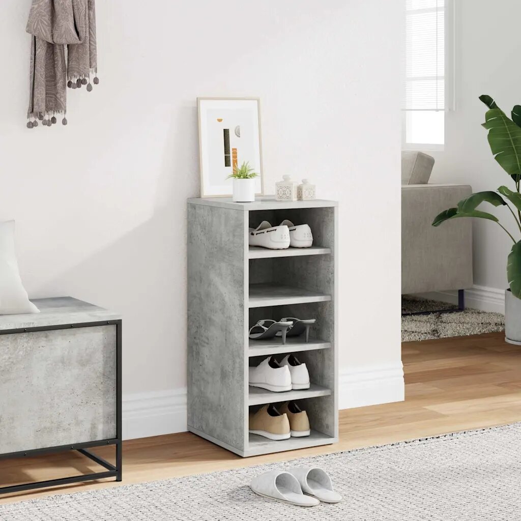 vidaXL Шкаф за обувки бетонно сив 315x35x70 см инженерно дърво