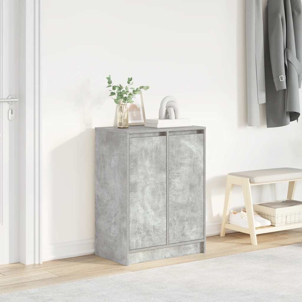 vidaXL Шкаф за обувки бетонно сив 57x34x76 см инженерно дърво