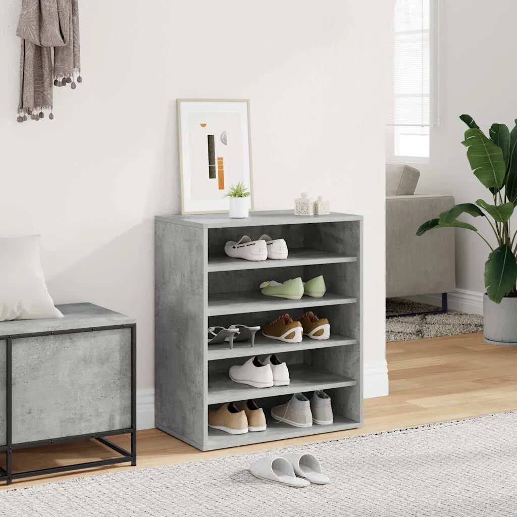 vidaXL Шкаф за обувки бетонно сив 60x35x70 см инженерно дърво