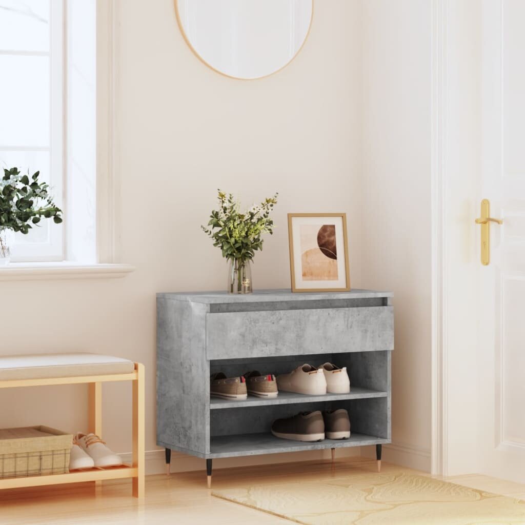 vidaXL Шкаф за обувки бетонно сив 70x36x60 см инженерно дърво