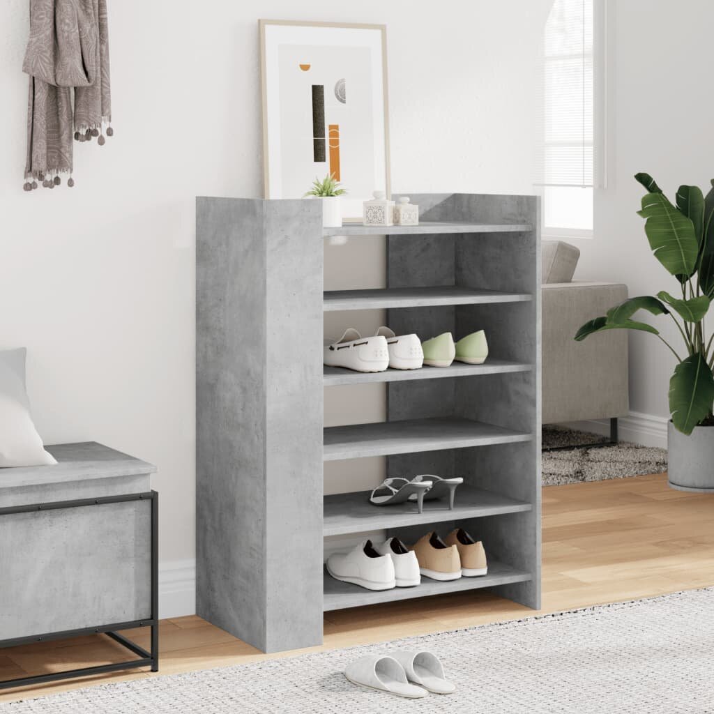 vidaXL Шкаф за обувки бетонно сив 745x375x100 см инженерно дърво