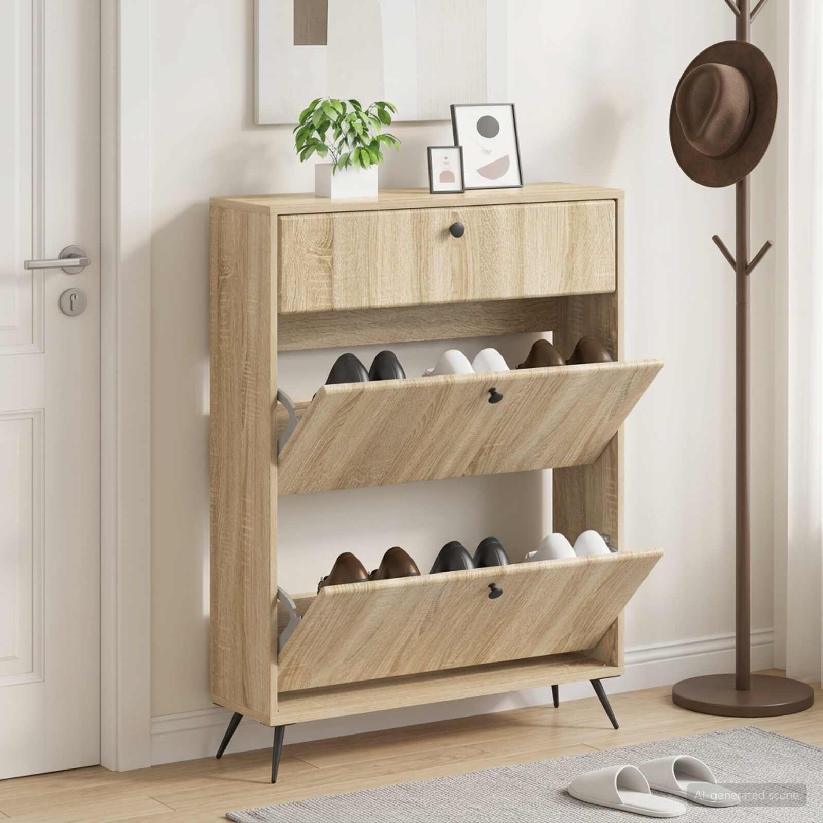 vidaXL Шкаф за обувки BREDA 78 x 24 x 103 см Инженерна дървесина