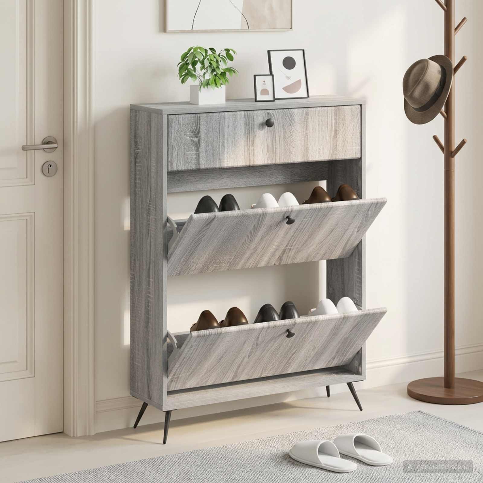 vidaXL Шкаф за обувки BREDA 78 x 24 x 103 см Инженерна дървесина