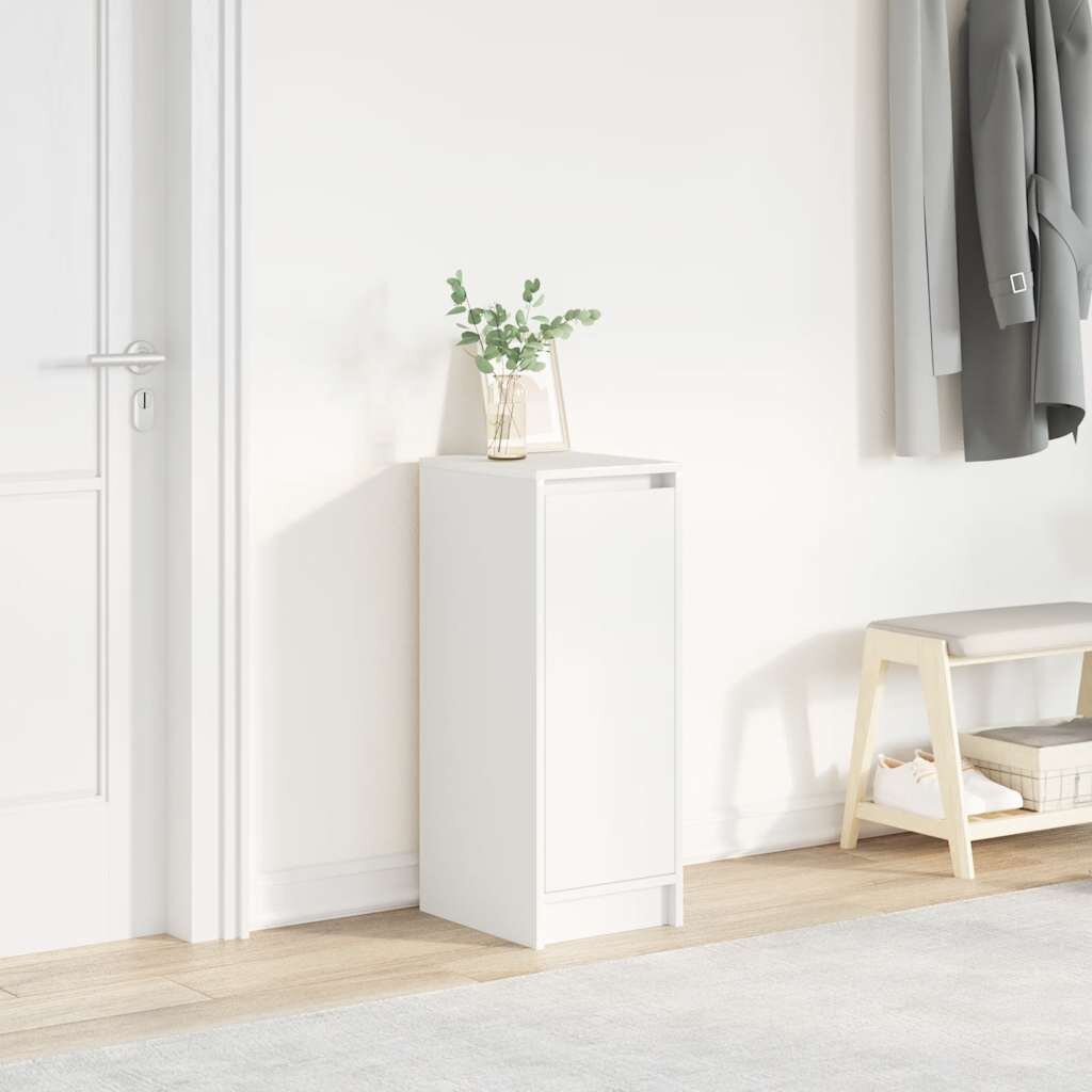 vidaXL Шкаф за обувки бял 295x34x76 см инженерно дърво
