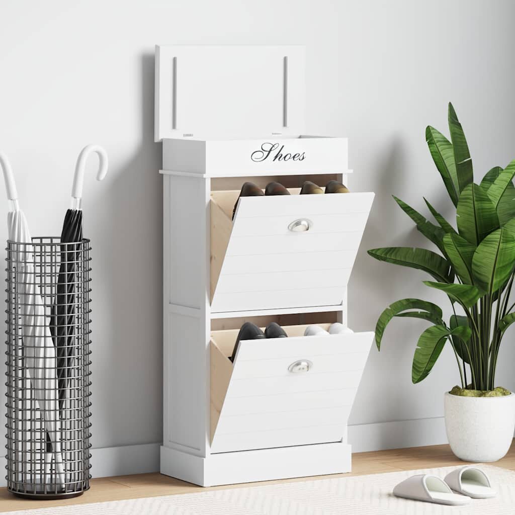 vidaXL Шкаф за обувки бял 50x28x98 см дърво от пауловния