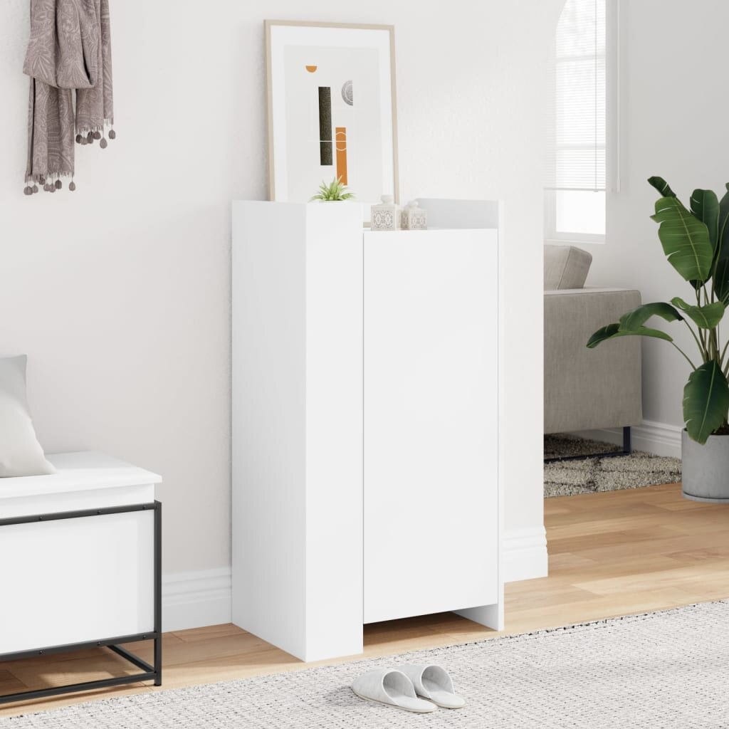 vidaXL Шкаф за обувки бял 52x375x100 см инженерно дърво