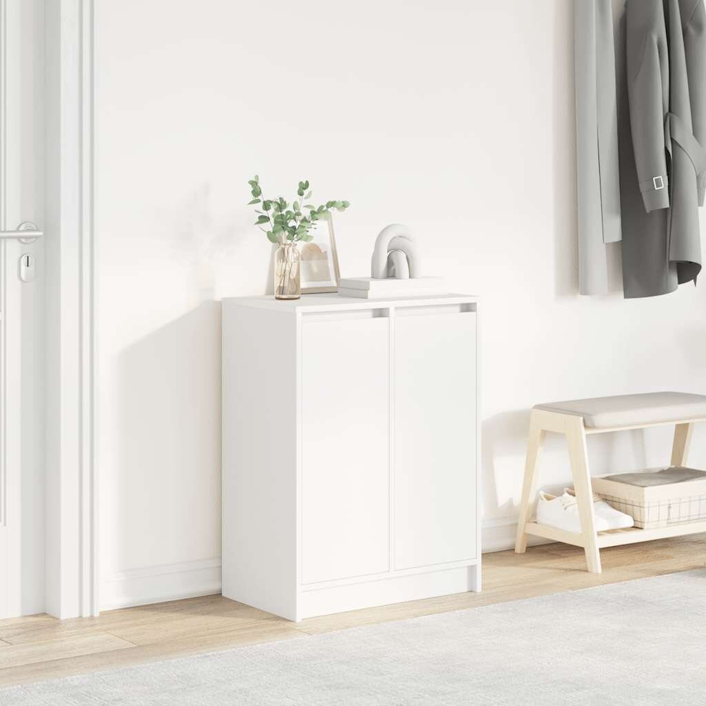 vidaXL Шкаф за обувки бял 57x34x76 см инженерно дърво