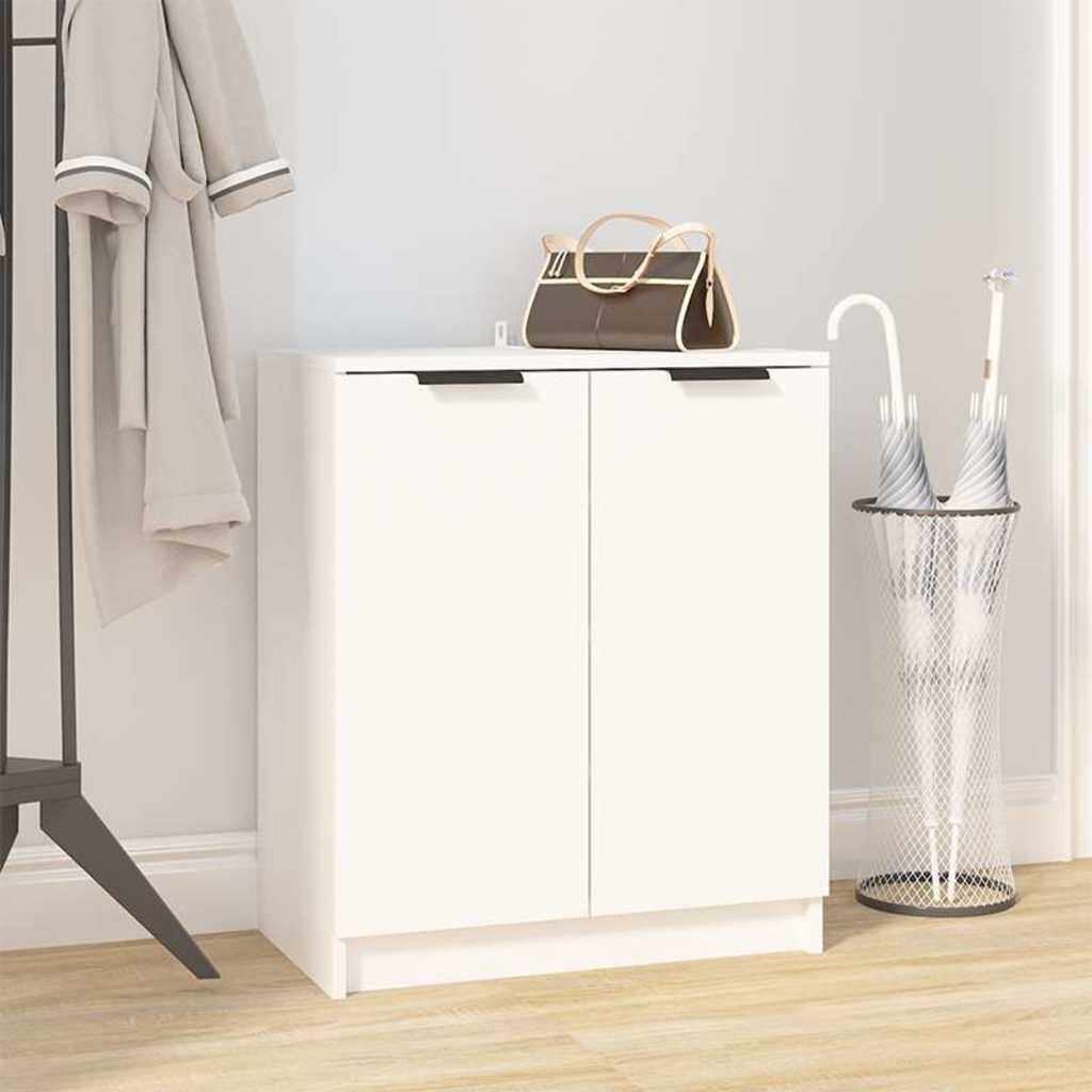 vidaXL Шкаф за обувки бял 59x35x70 см инженерно дърво