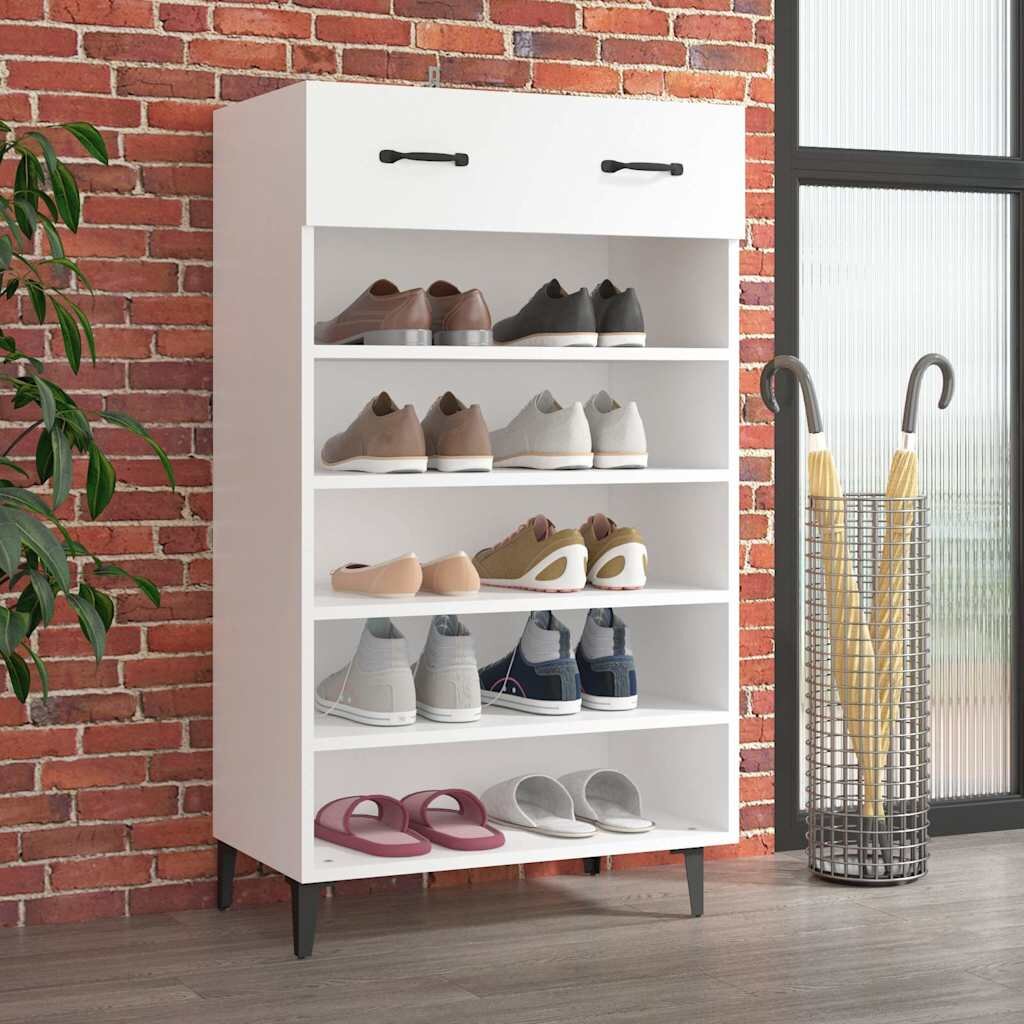 vidaXL Шкаф за обувки бял 60x35x105 см инженерно дърво