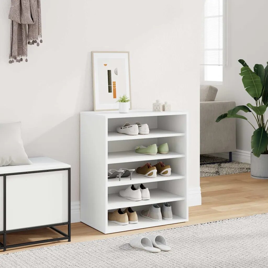 vidaXL Шкаф за обувки бял 60x35x70 см инженерно дърво