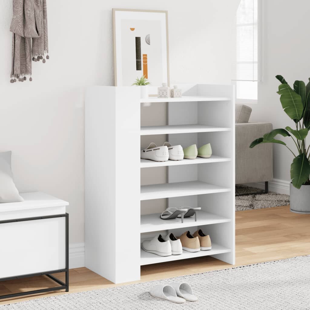 vidaXL Шкаф за обувки бял 745x375x100 см инженерно дърво