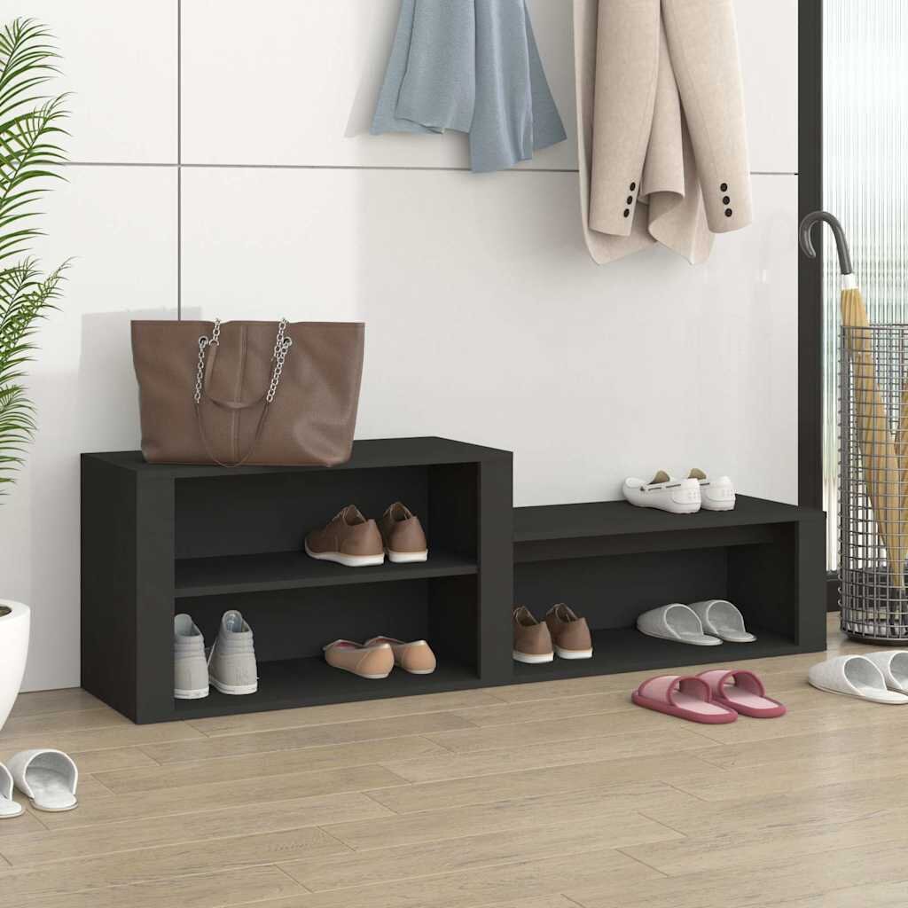 vidaXL Шкаф за обувки черен 150x35x45 см инженерно дърво