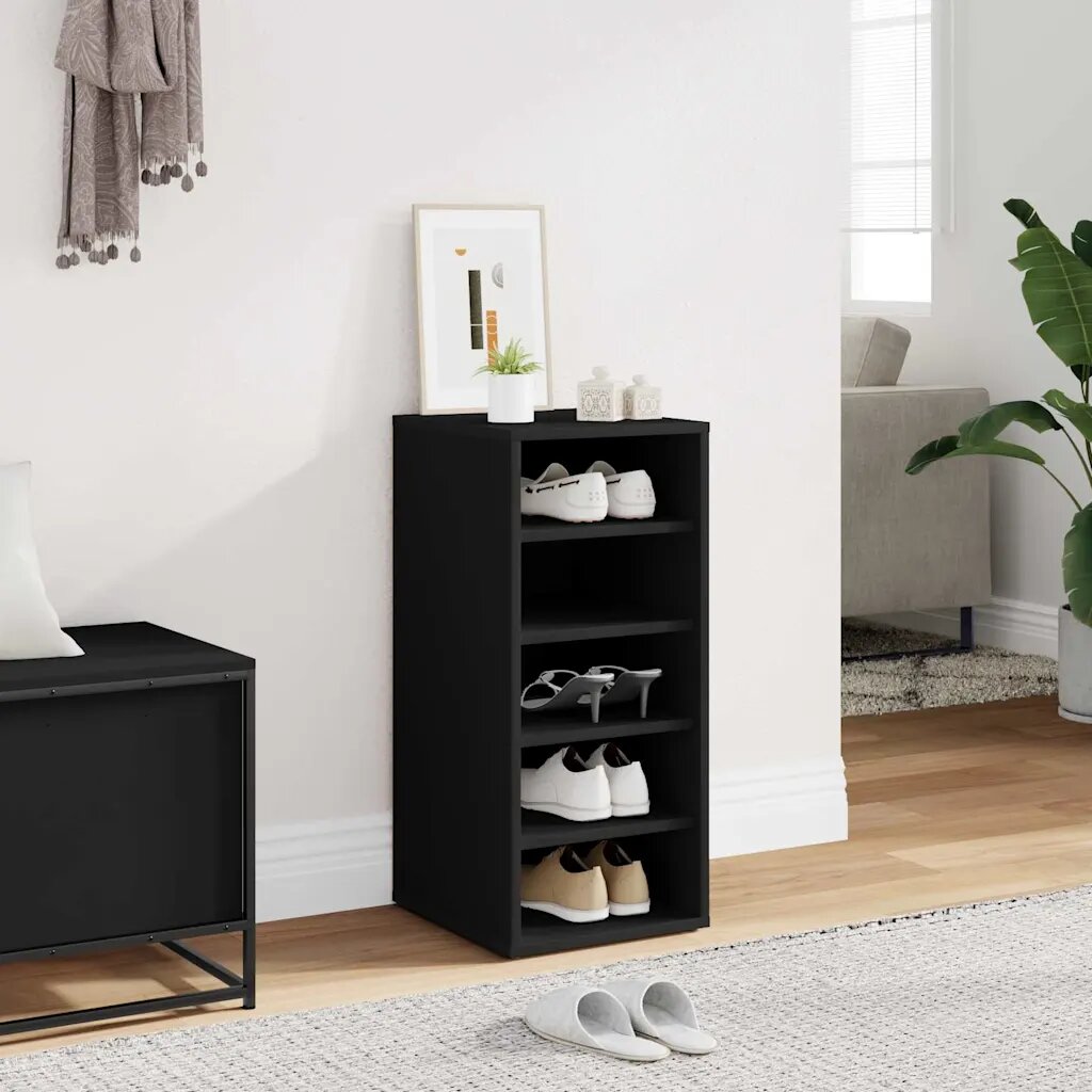 vidaXL Шкаф за обувки черен 315x35x70 см ПДЧ