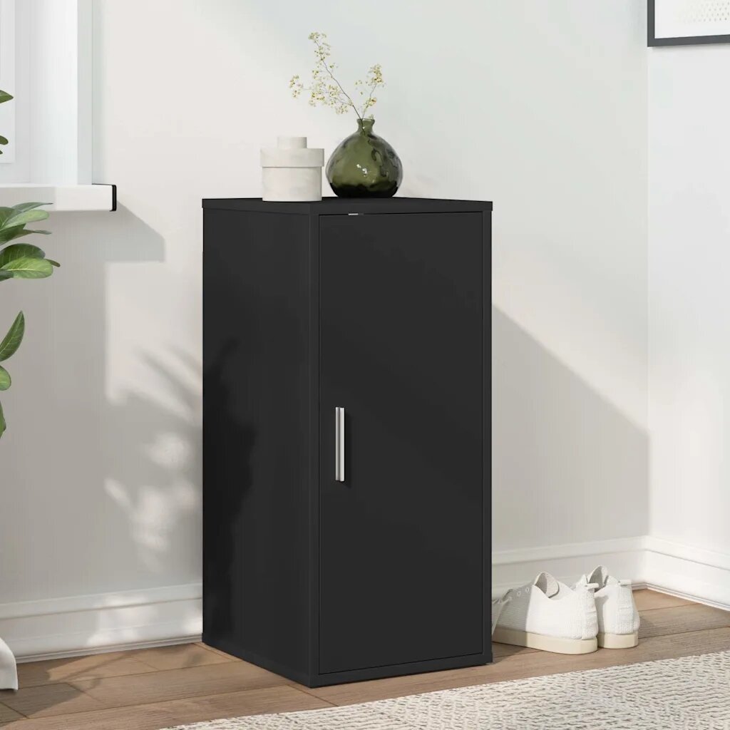 vidaXL Шкаф за обувки черен 32x35x70 см инженерно дърво