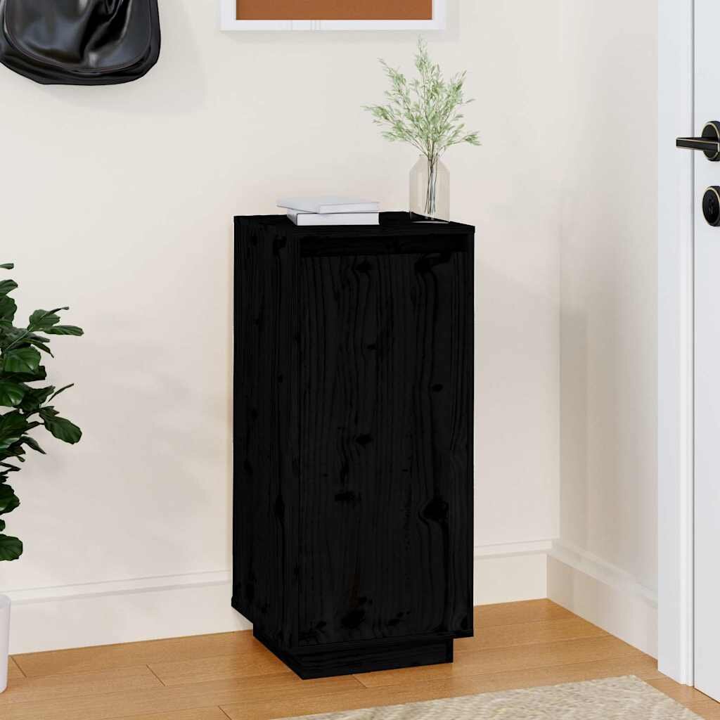 vidaXL Шкаф за обувки черен 35x35x80 см бор масив