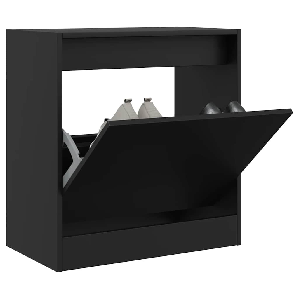 vidaXL Шкаф за обувки черен 60x34x635 см инженерно дърво