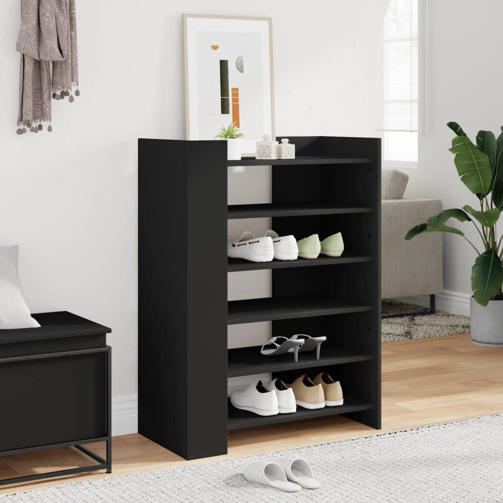 vidaXL Шкаф за обувки черен 745x375x100 см инженерно дърво