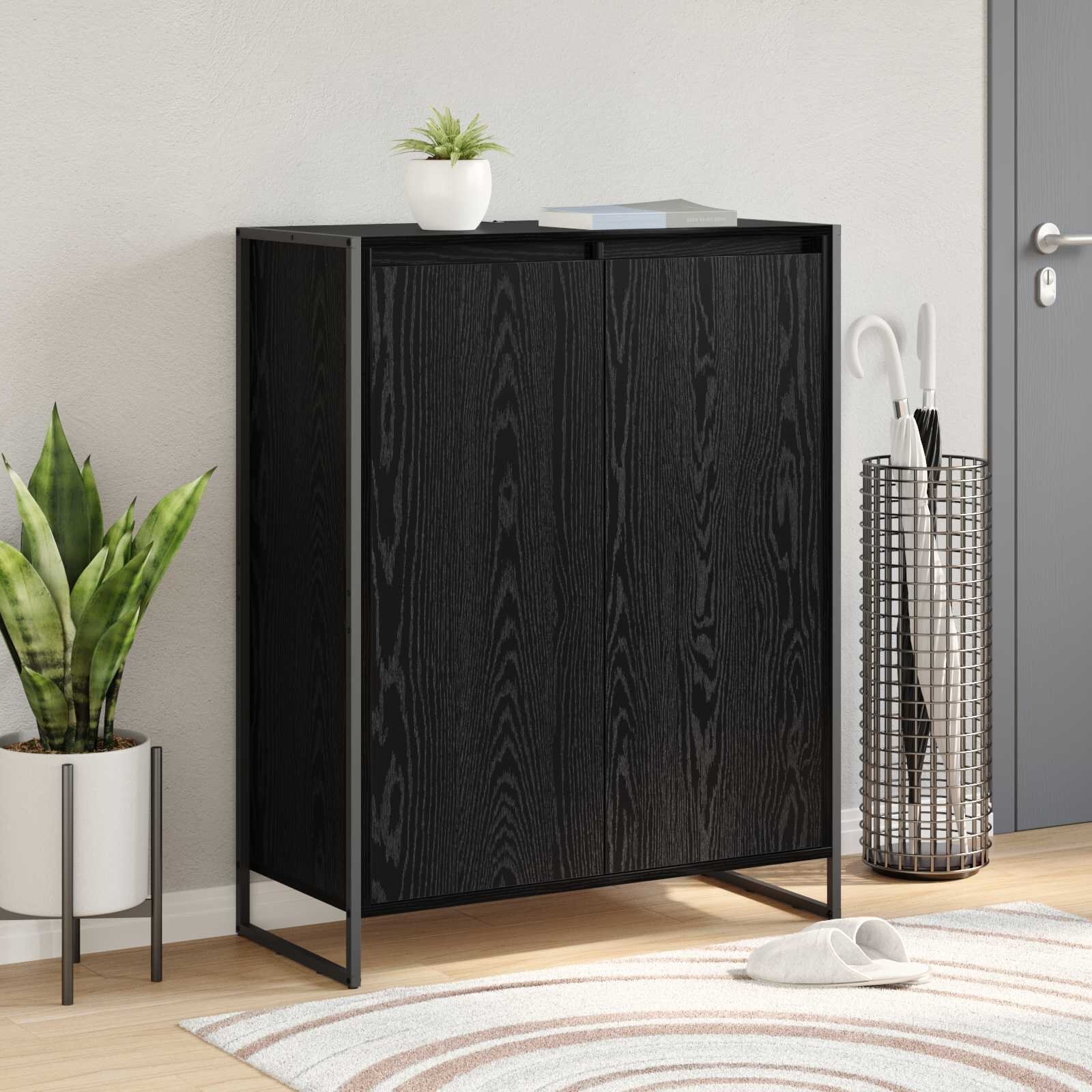 vidaXL Шкаф за обувки Черния дъб 79 x 36 x 100 см Инженерна дървесина