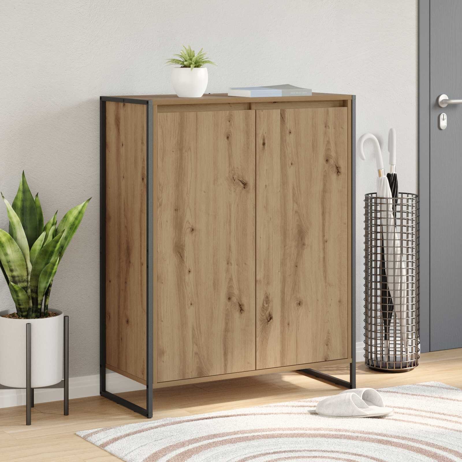 vidaXL Шкаф за обувки Дъб Артизан 79 x 36 x 100 см Инженерна дървесина